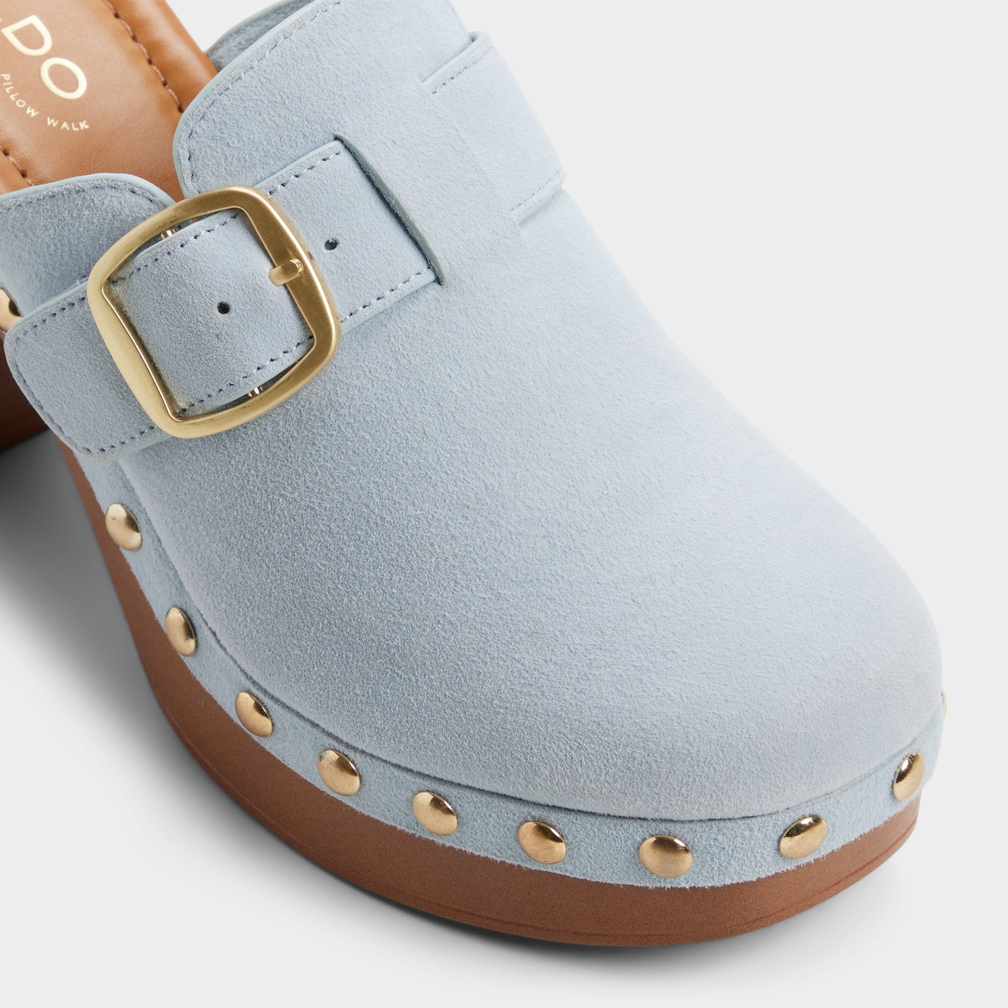 ALDO Miloria mules daim bleu talon bloc clouté