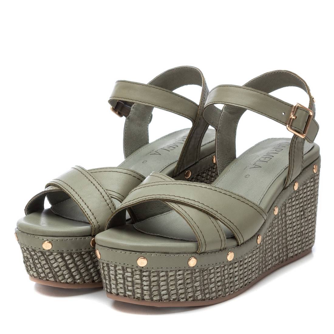 Carmela 16075004 sandales compensées cuir vert
