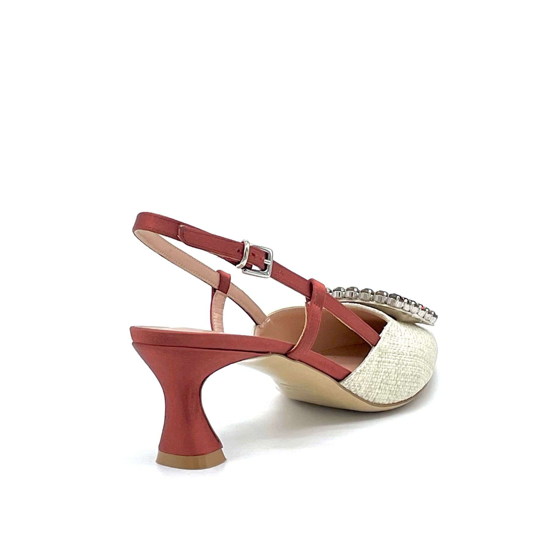 ELATA 14149-1 slingback raphia beige boucle bijou 5,5 cm