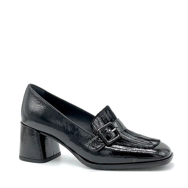 ELATA 55524 mocassins vernis froissé velours noir 5,5 cm