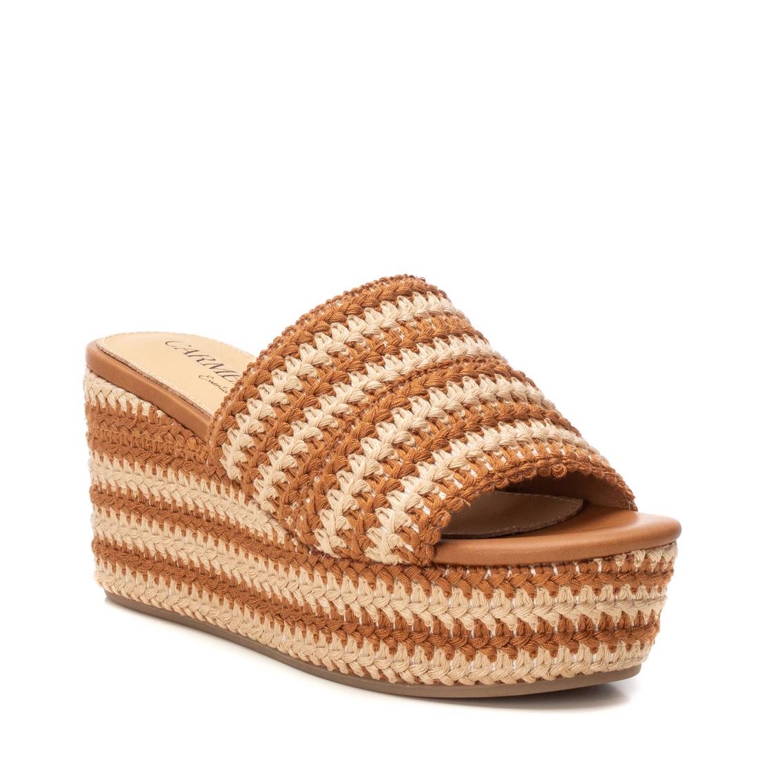 Carmela 16223703 sabot compensé camel textile