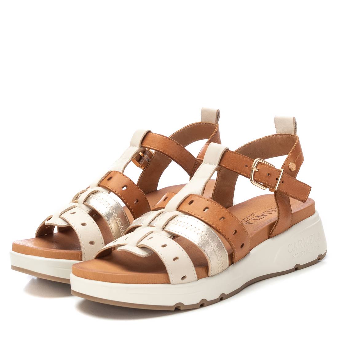 Carmela 16164201 sandales cuir marron talon plat