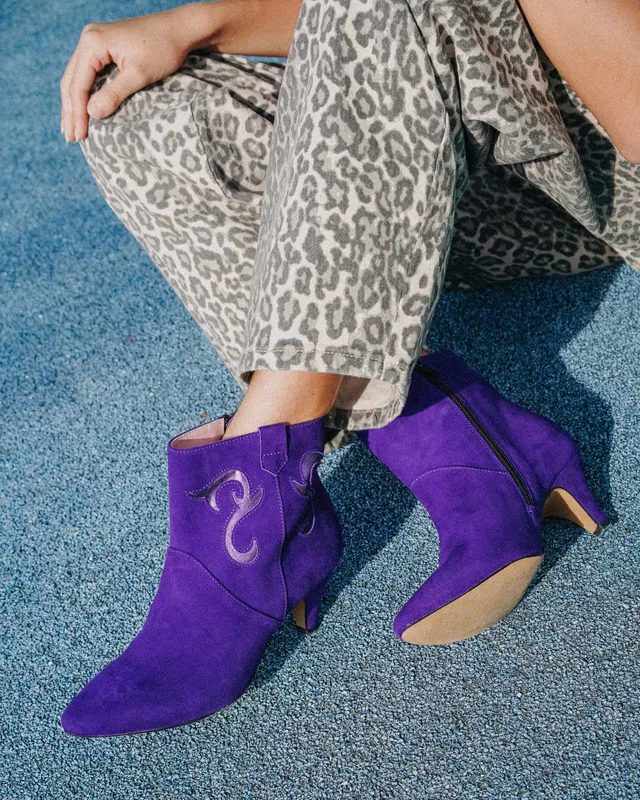 Coralie Masson Darla bottines cuir violet 5 cm