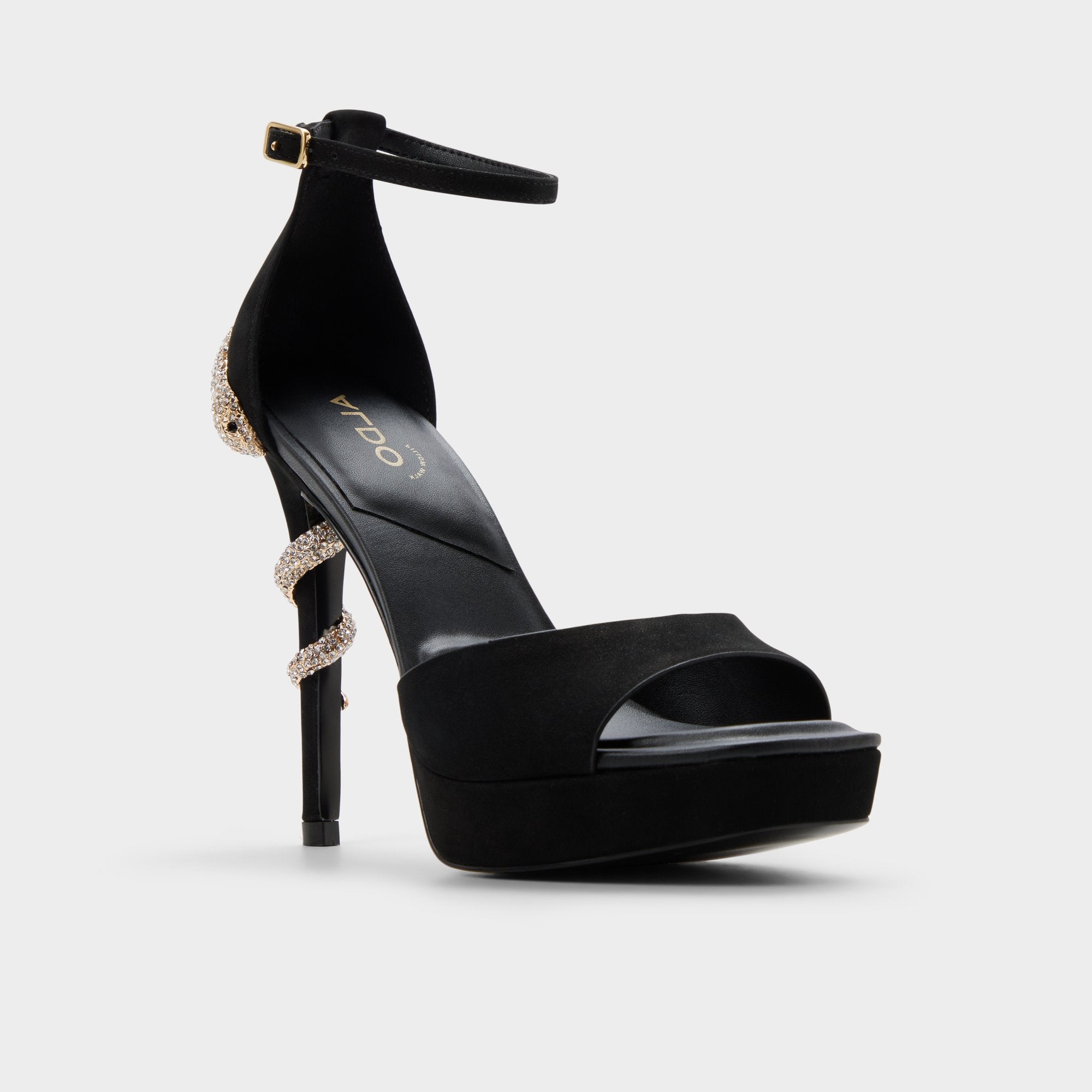 ALDO Medusa sandales à talon noires 38 serpent