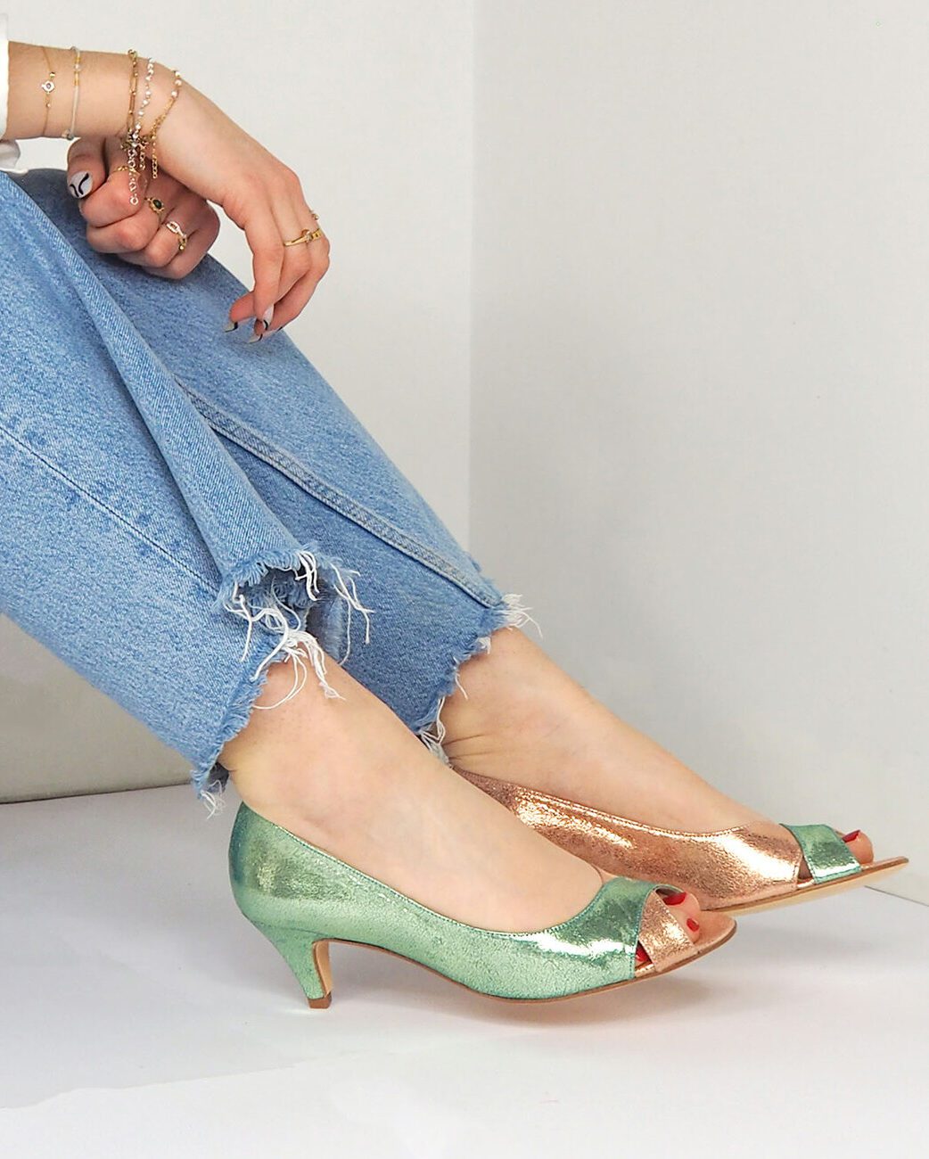 Dessine Moi Un Soulier escarpin bicolore irisé or rose 39,5 cuir