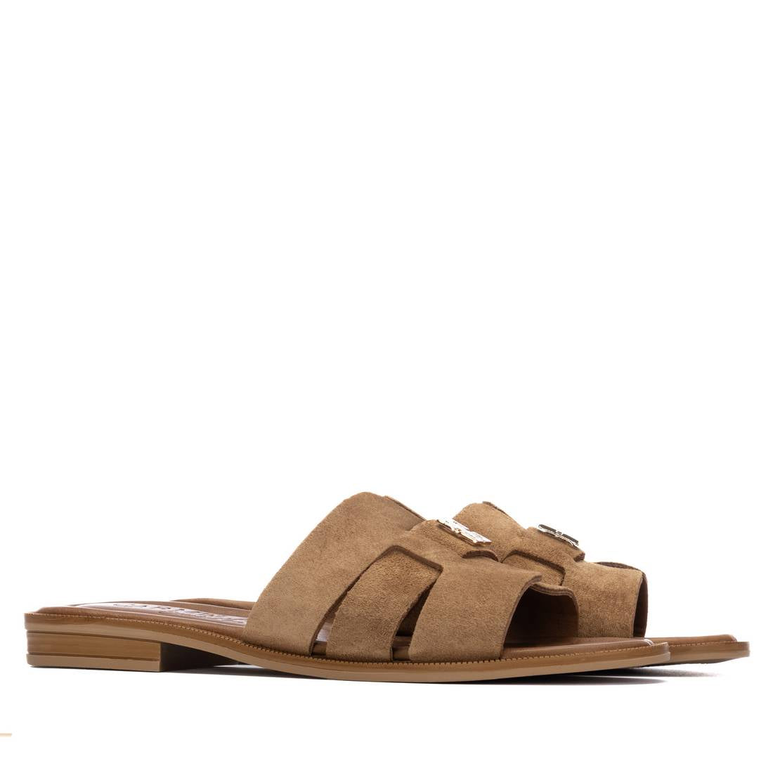 Carmela 16306104 sandales plates cuir taupe