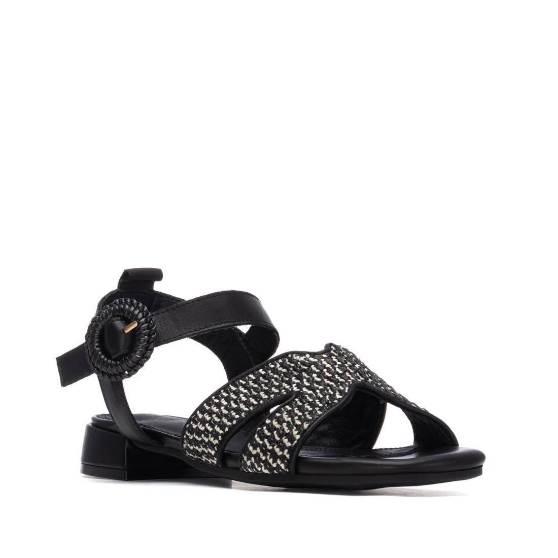 Carmela 16327304 sandale femme noire cuir plat