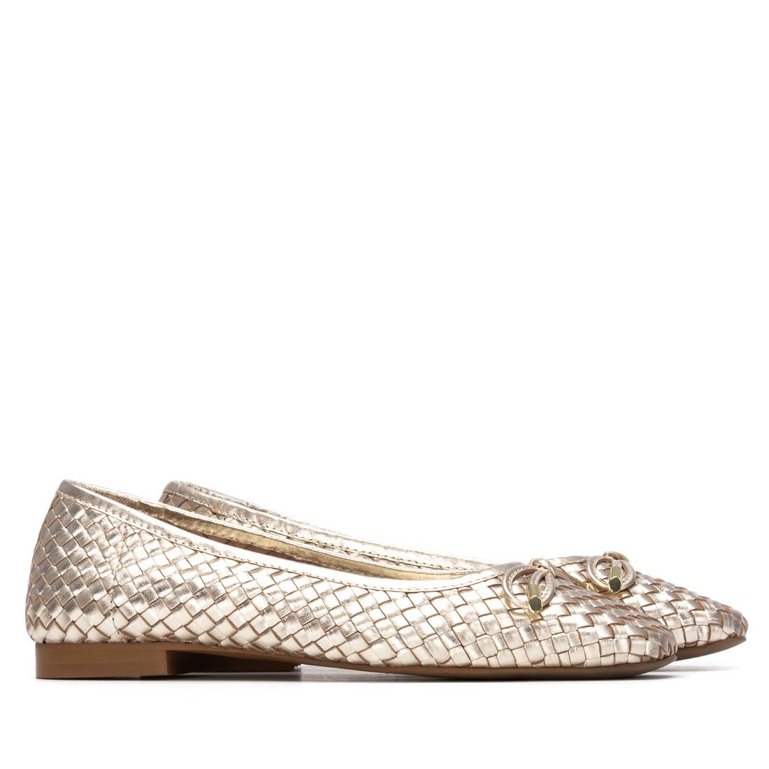 Carmela 16329603 ballerines cuir doré tressé plat