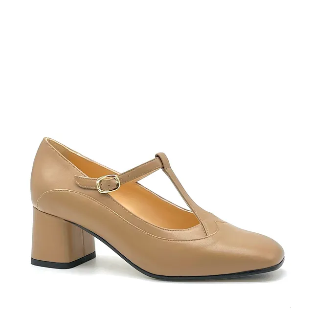 Elata 55519-1 escarpins cuir noisette bride T