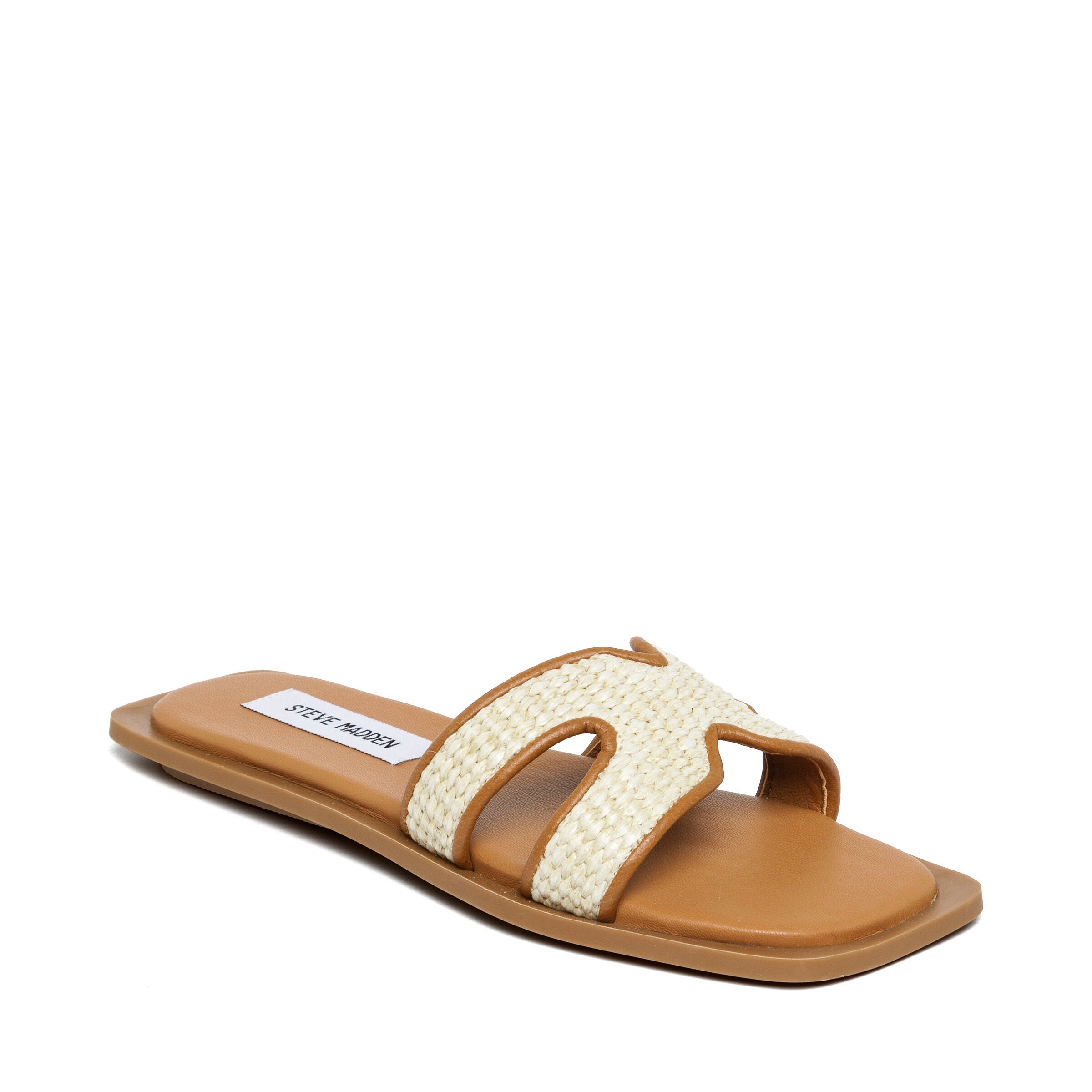 Steve Madden Sofia Slide claquettes femme raphia naturel cuir