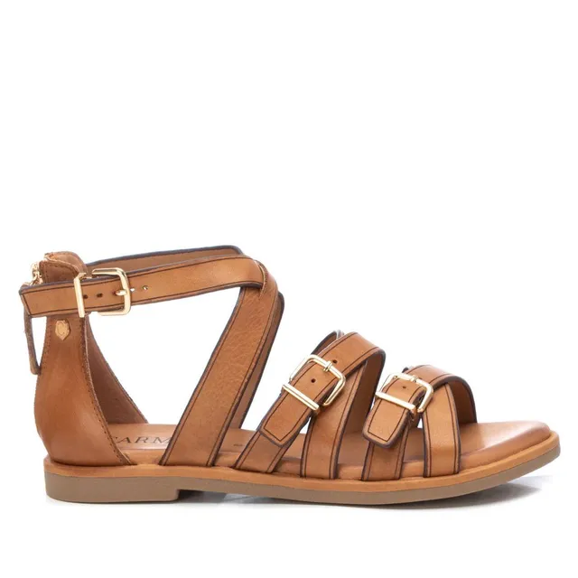 Carmela 16148702 sandales romaines marron cuir plat