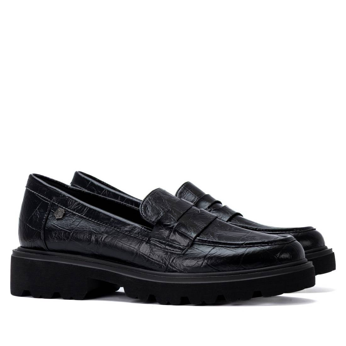 Carmela 16427001 mocassins femme noirs talon