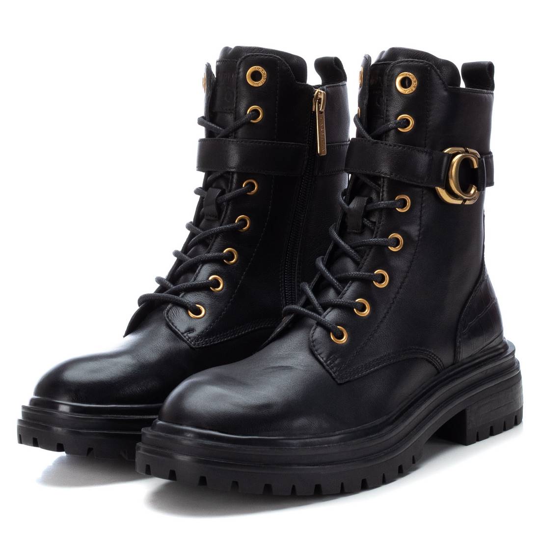 Carmela 16089101 bottine cuir noir militaire