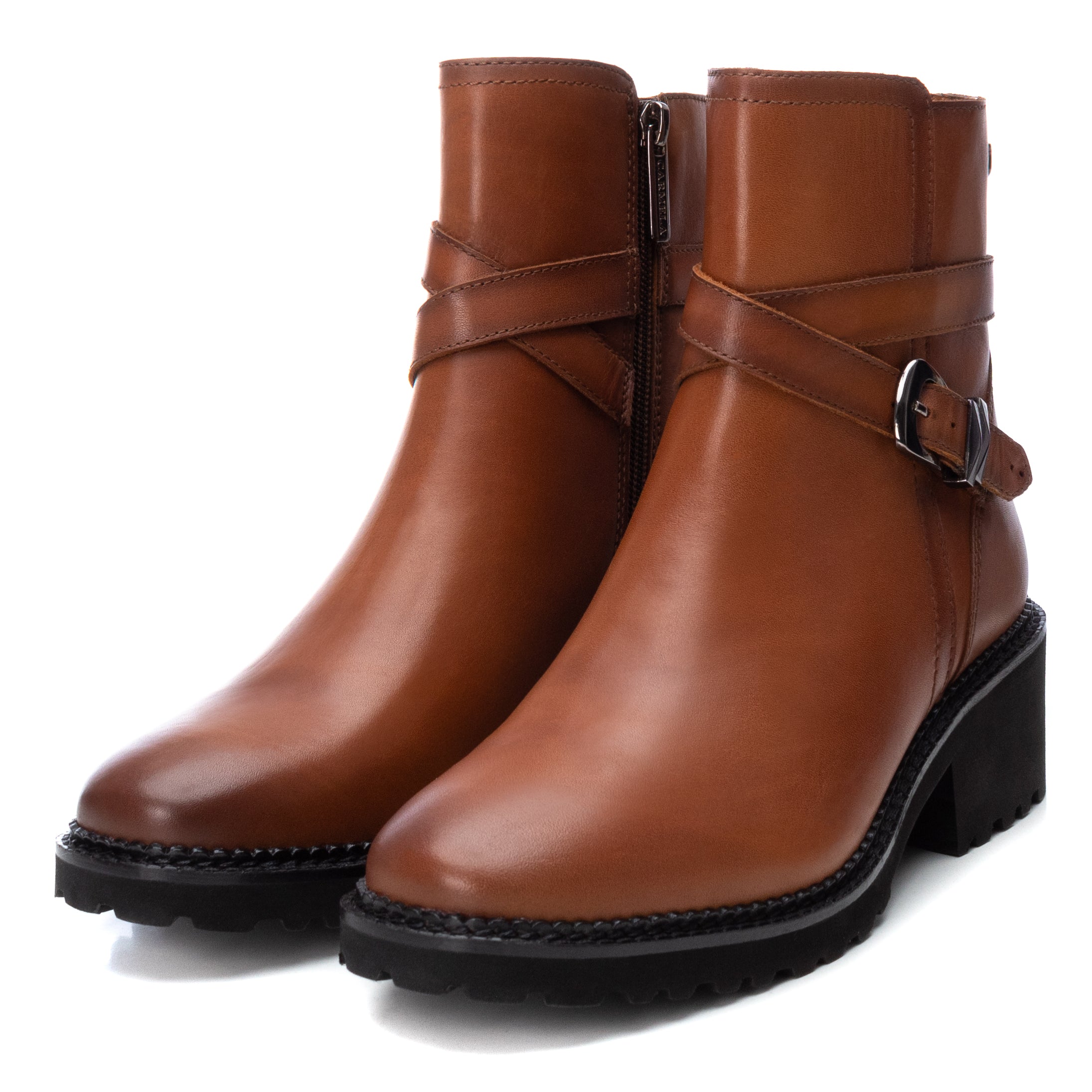 Carmela 16003703 bottines cuir marron talon bas
