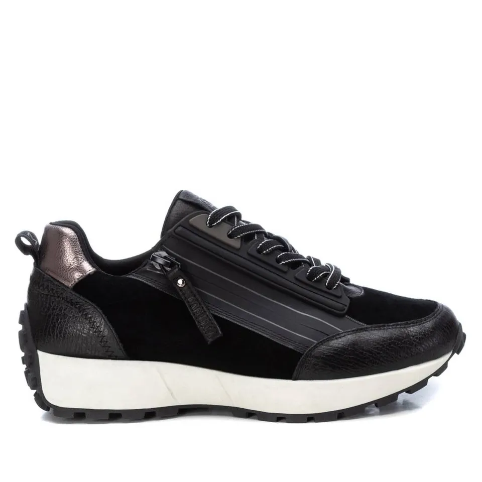 Carmela 16086302 basket cuir noir zip semelle gomme