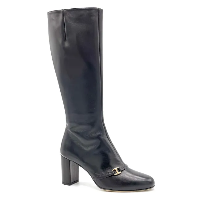 ELATA 56547 bottes cuir noir détail doré talon 7,5 cm