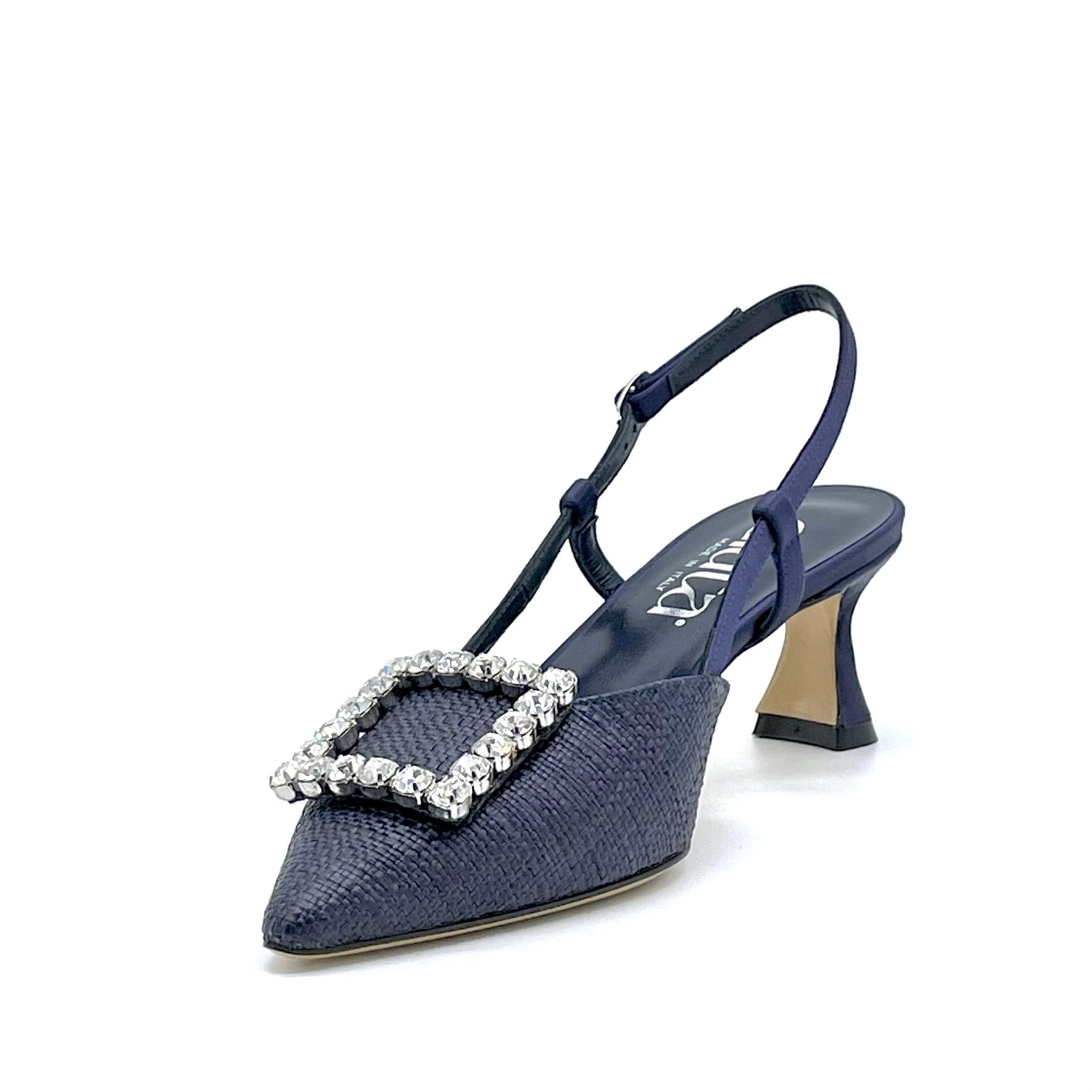 ELATA 14149-2 slingback raphia bleu talon 5,5 cm