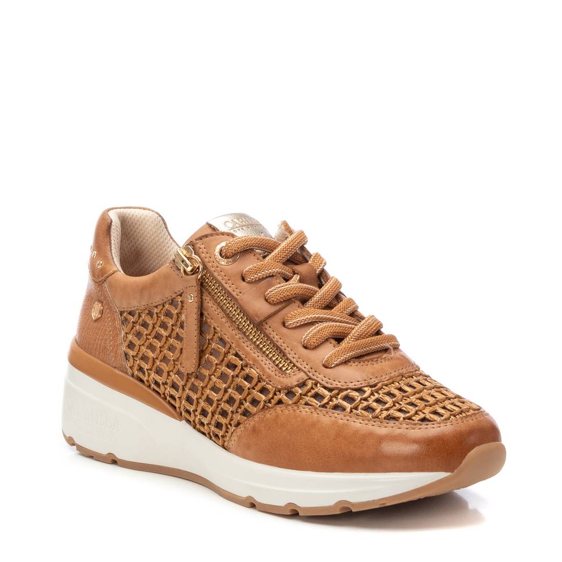 Carmela 16232601 basket camel cuir lacets + zip