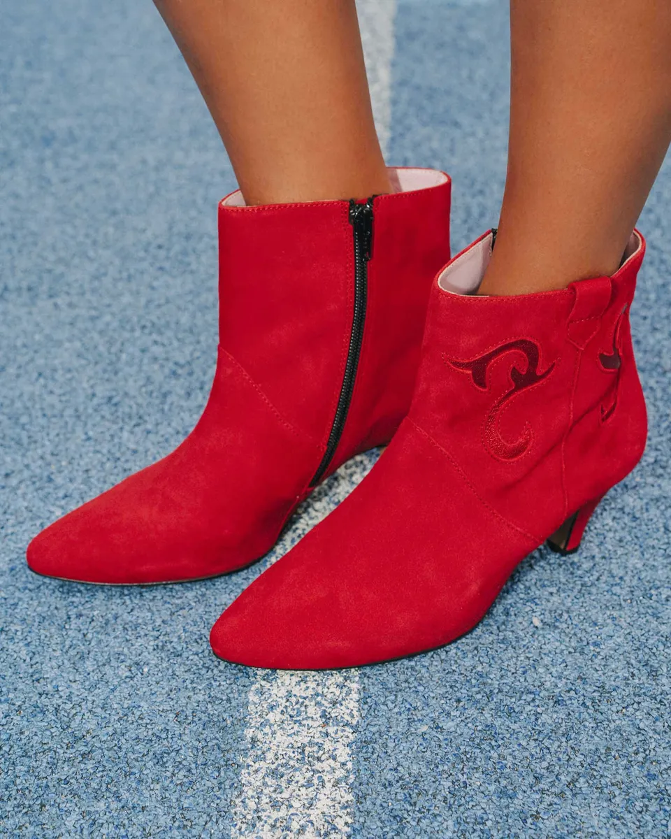 Coralie Masson Darla bottines cuir rouge talon 5 cm