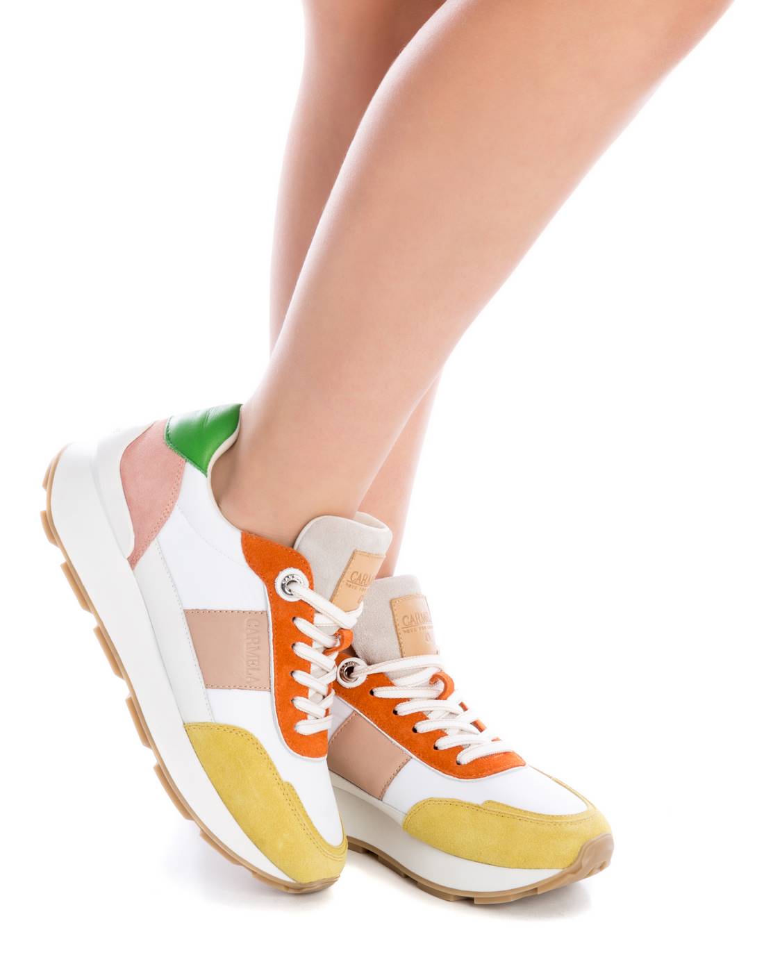 Carmela 16056005 baskets femme jaune cuir lacets