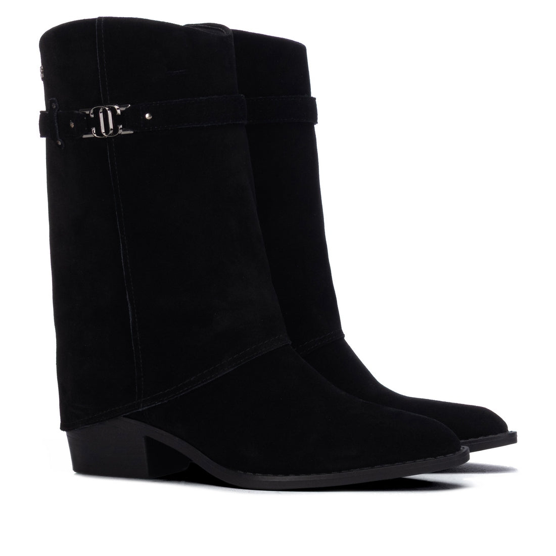Carmela 16432801 bottes cavalières noires suède talon bas