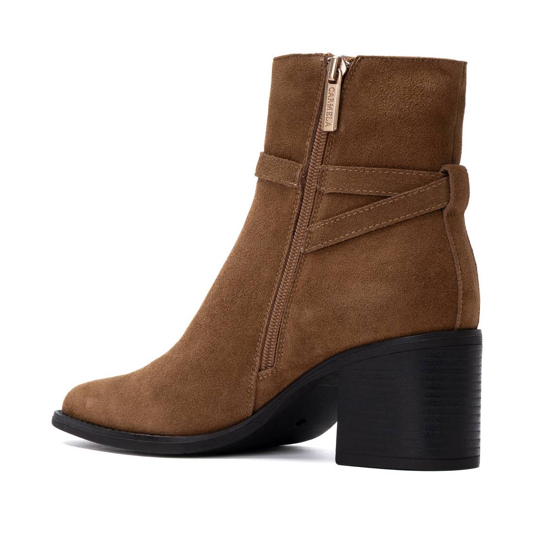 Carmela 16439803 bottine cuir velours camel talon