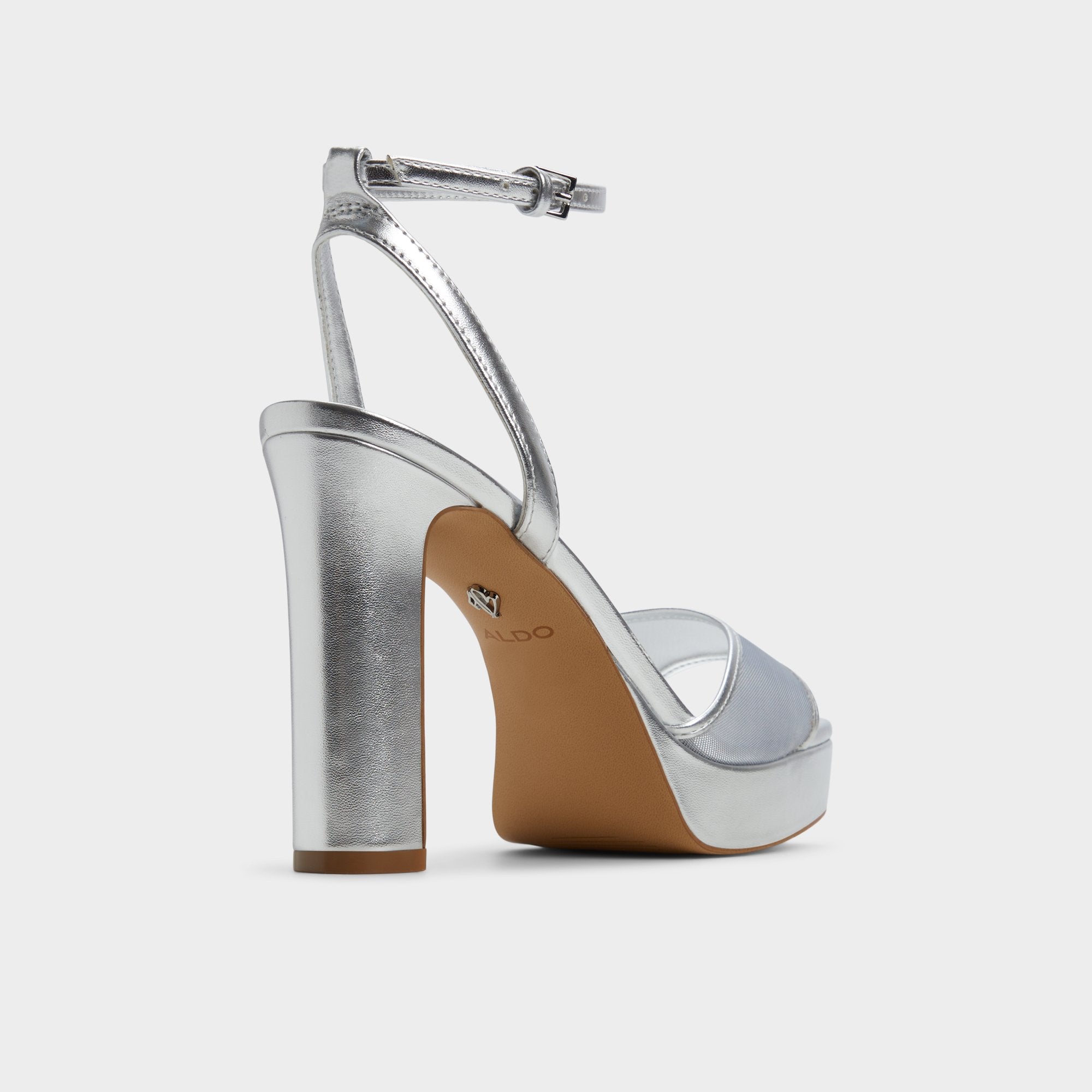 ALDO Chicglimmer sandales talon bloc argenté mesh
