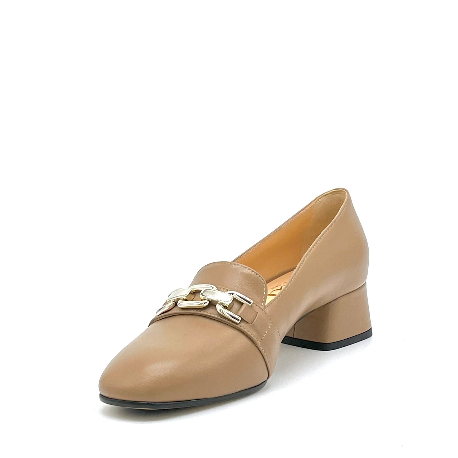 ELATA 55526 mocassins cuir noisette mors doré 3,5 cm