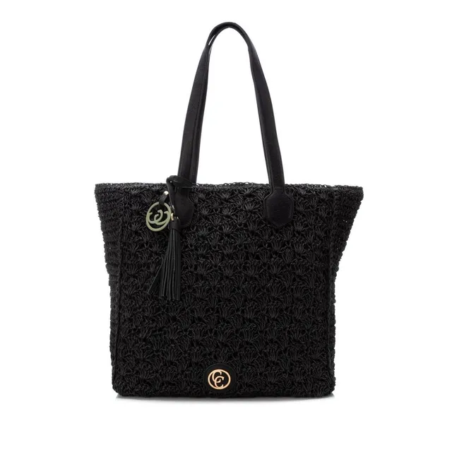 Carmela 18610505 sac epaule raphia noir zip