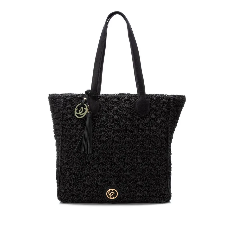 Carmela 18610505 sac epaule raphia noir zip