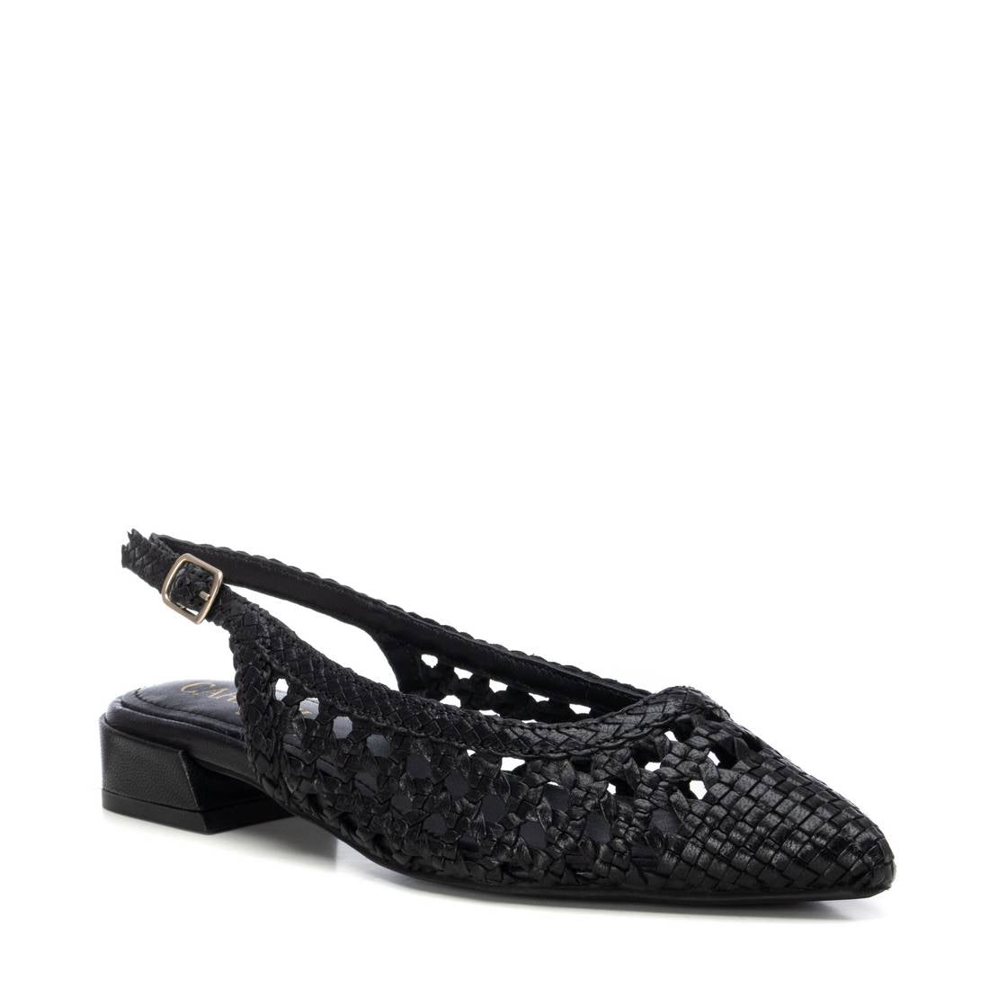Carmela 16218308 ballerine cuir noir tressé