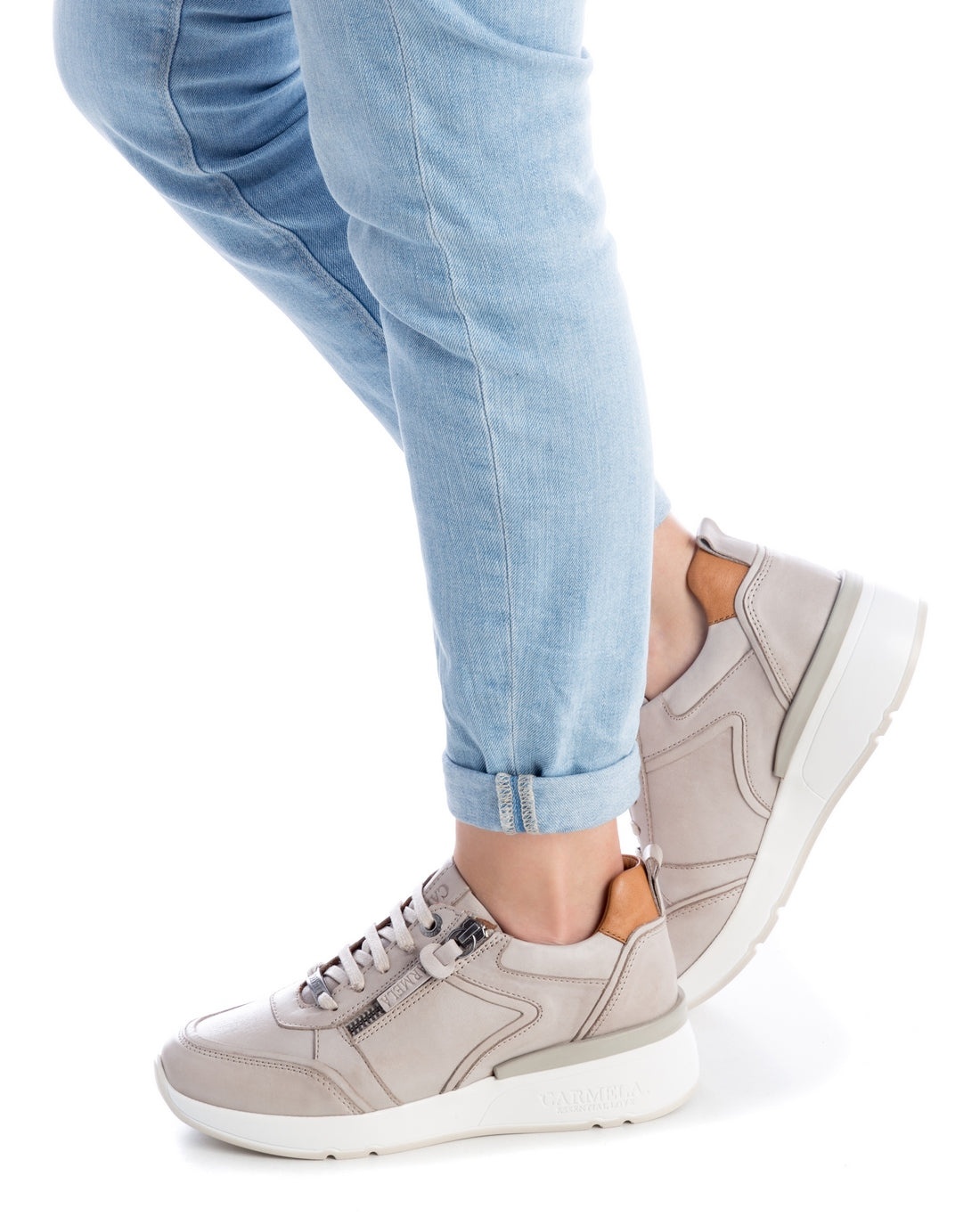 Carmela 16020803 basket cuir blanc zip semelle épaisse