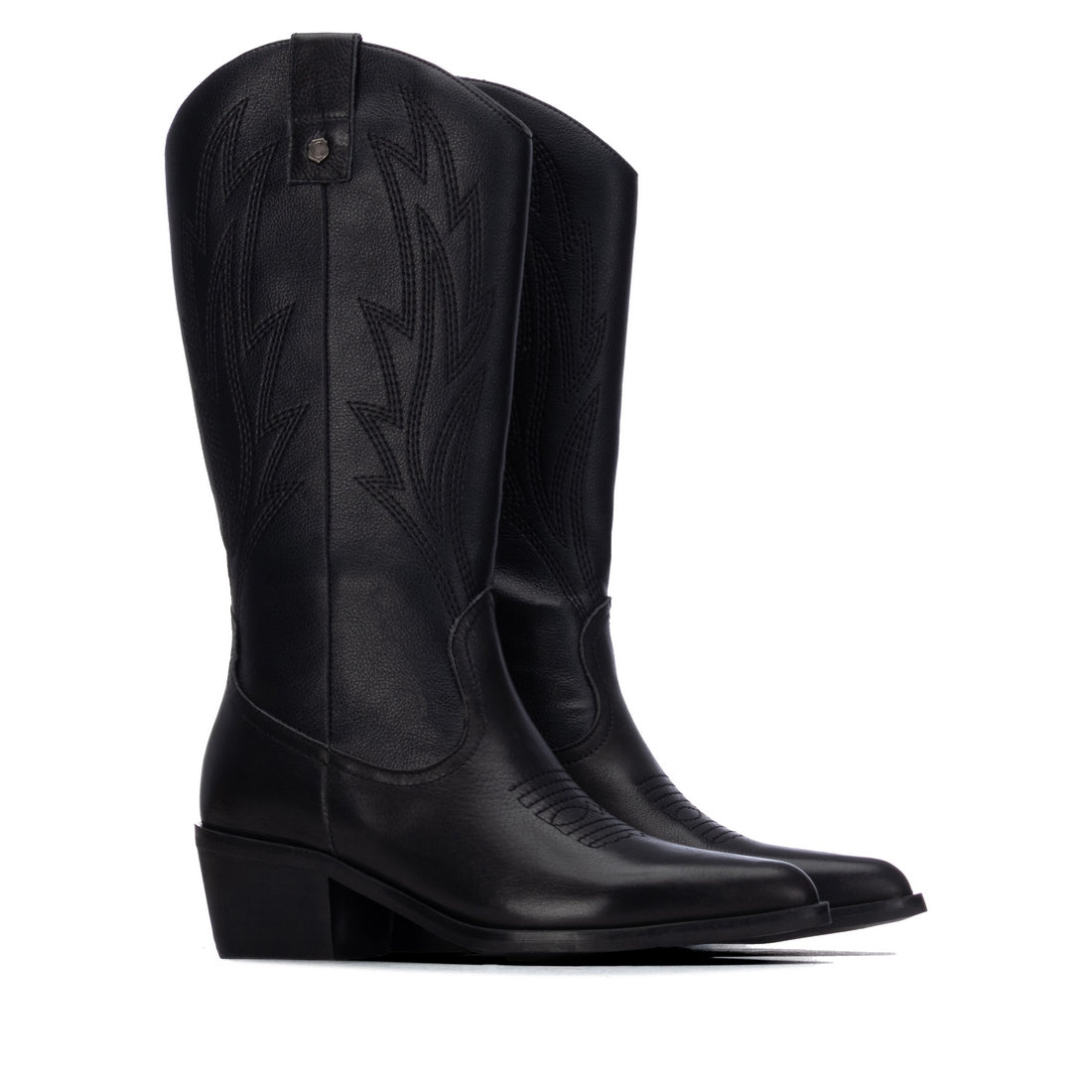 Carmela 16438801 botte cuir noir talon brodé