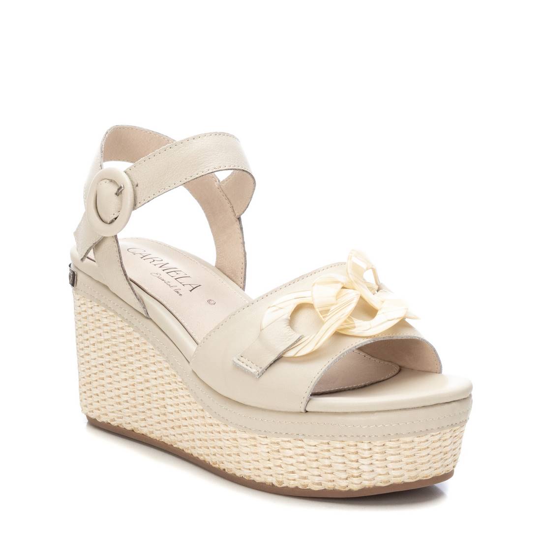 Carmela 16072402 sandale cuir blanc compensée 9 cm