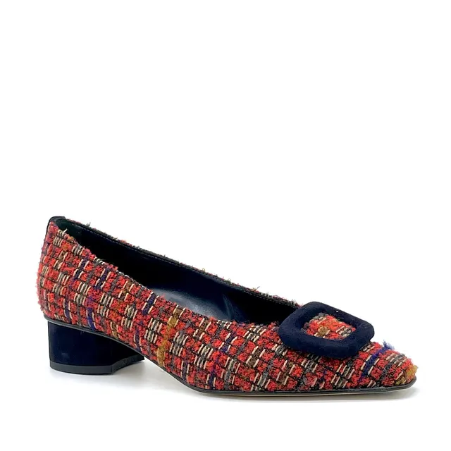 Elata 54528 escarpin bouclé rouge bleu talon 3,5 cm