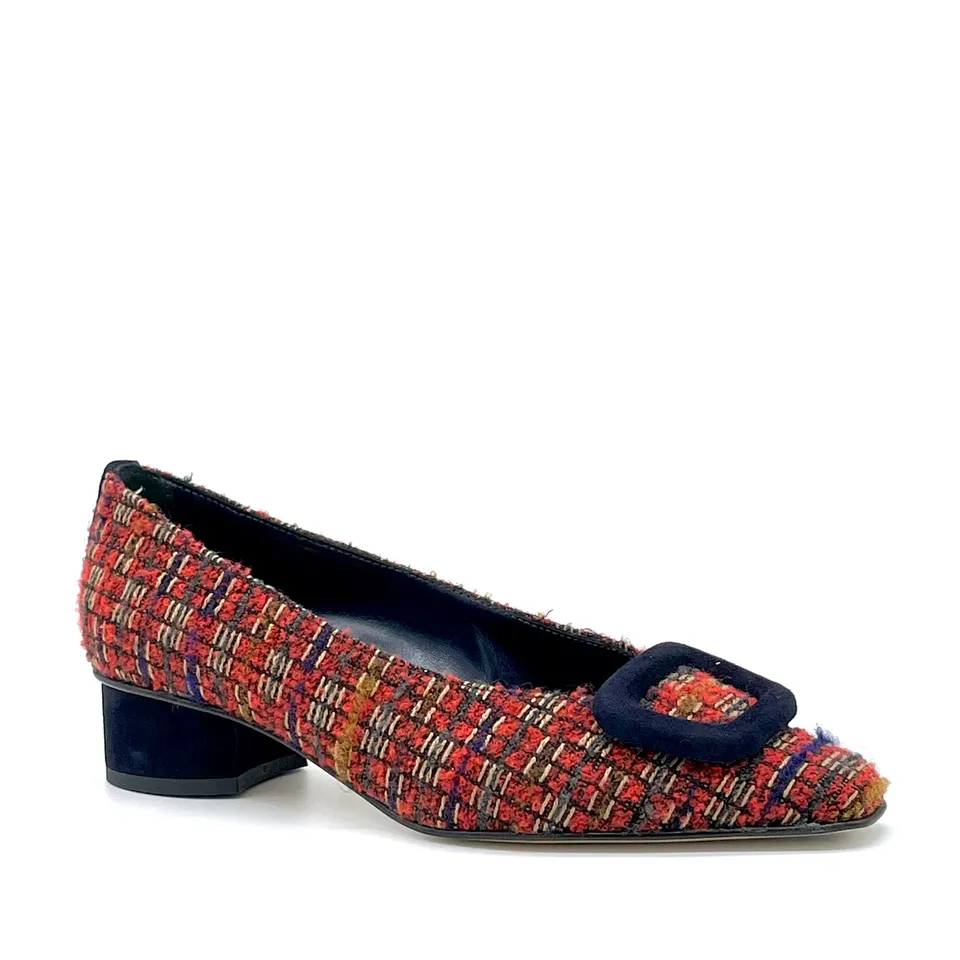 Elata 54528 escarpin bouclé rouge bleu talon 3,5 cm