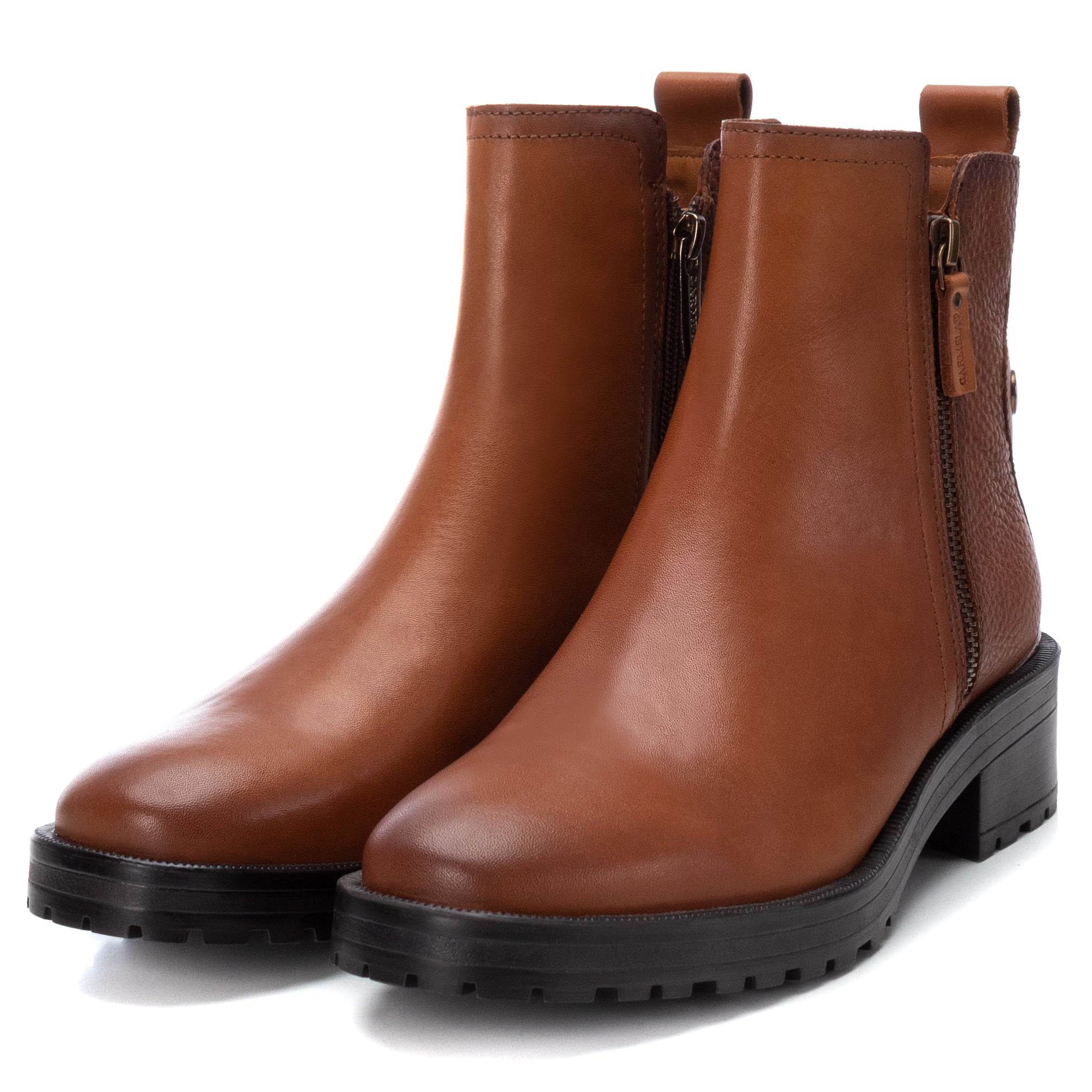 Carmela 16027702 bottine plate cuir marron zip