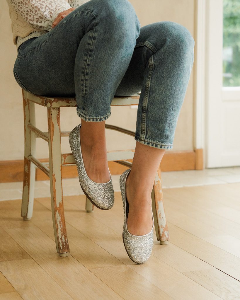 Dessine Moi Un Soulier Ballerines plates glitter argent