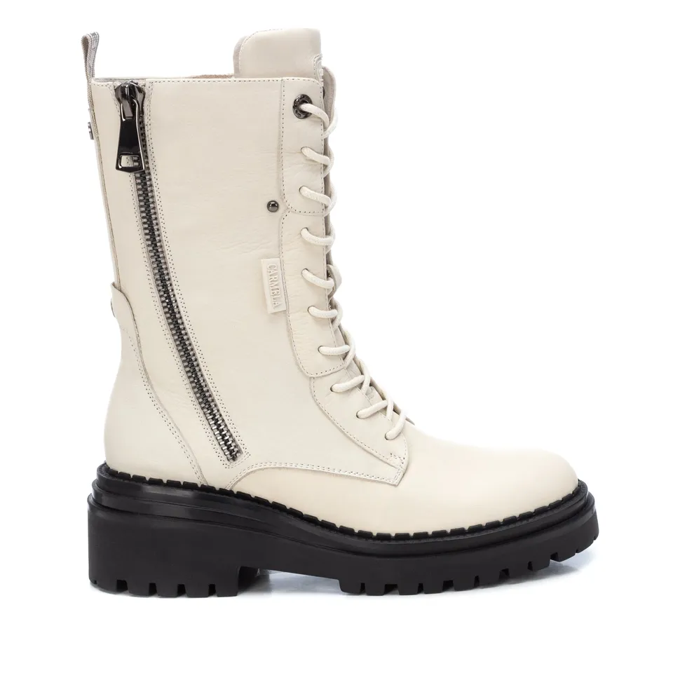 Carmela 16018902 bottines femme blanc cuir militaire
