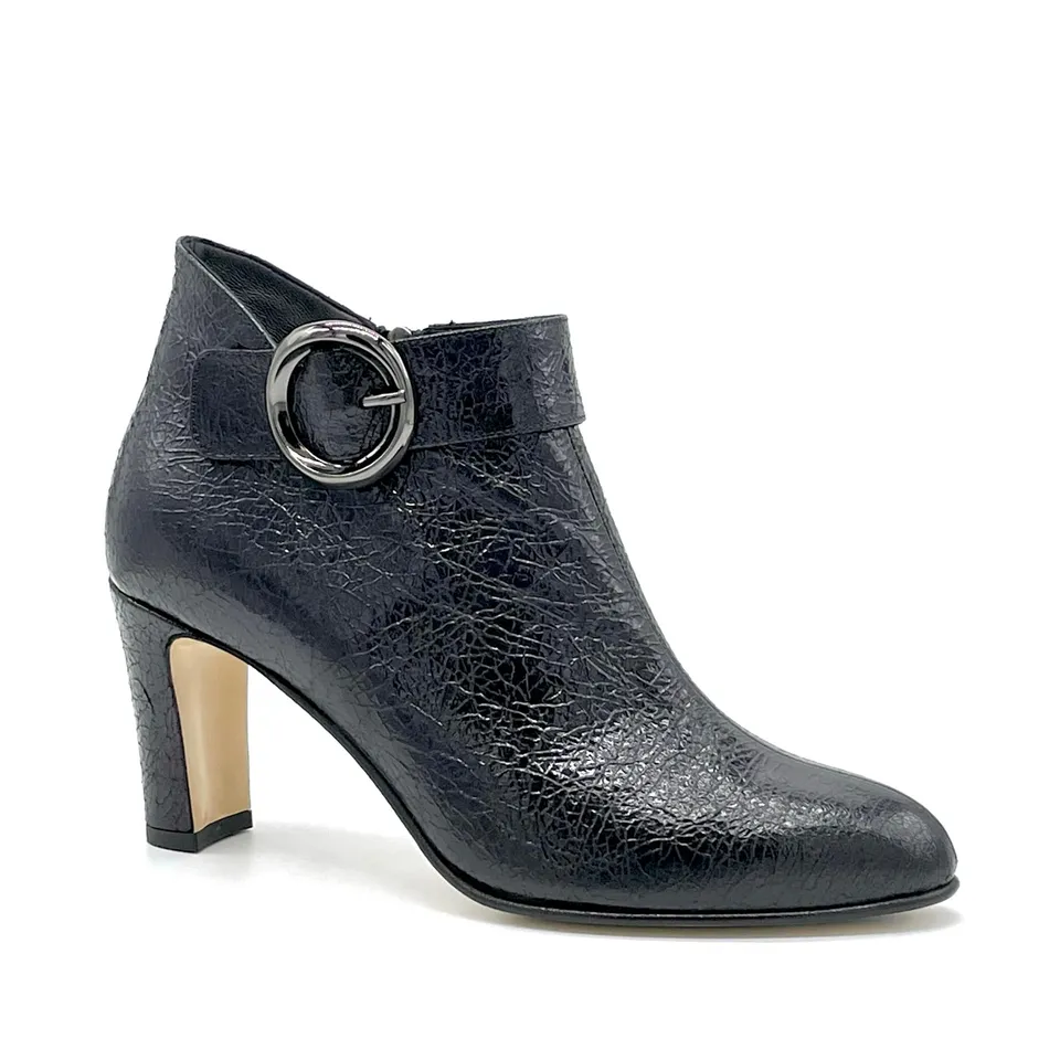 ELATA 54536-1 bottines cuir noir froissé boucle 7,5 cm