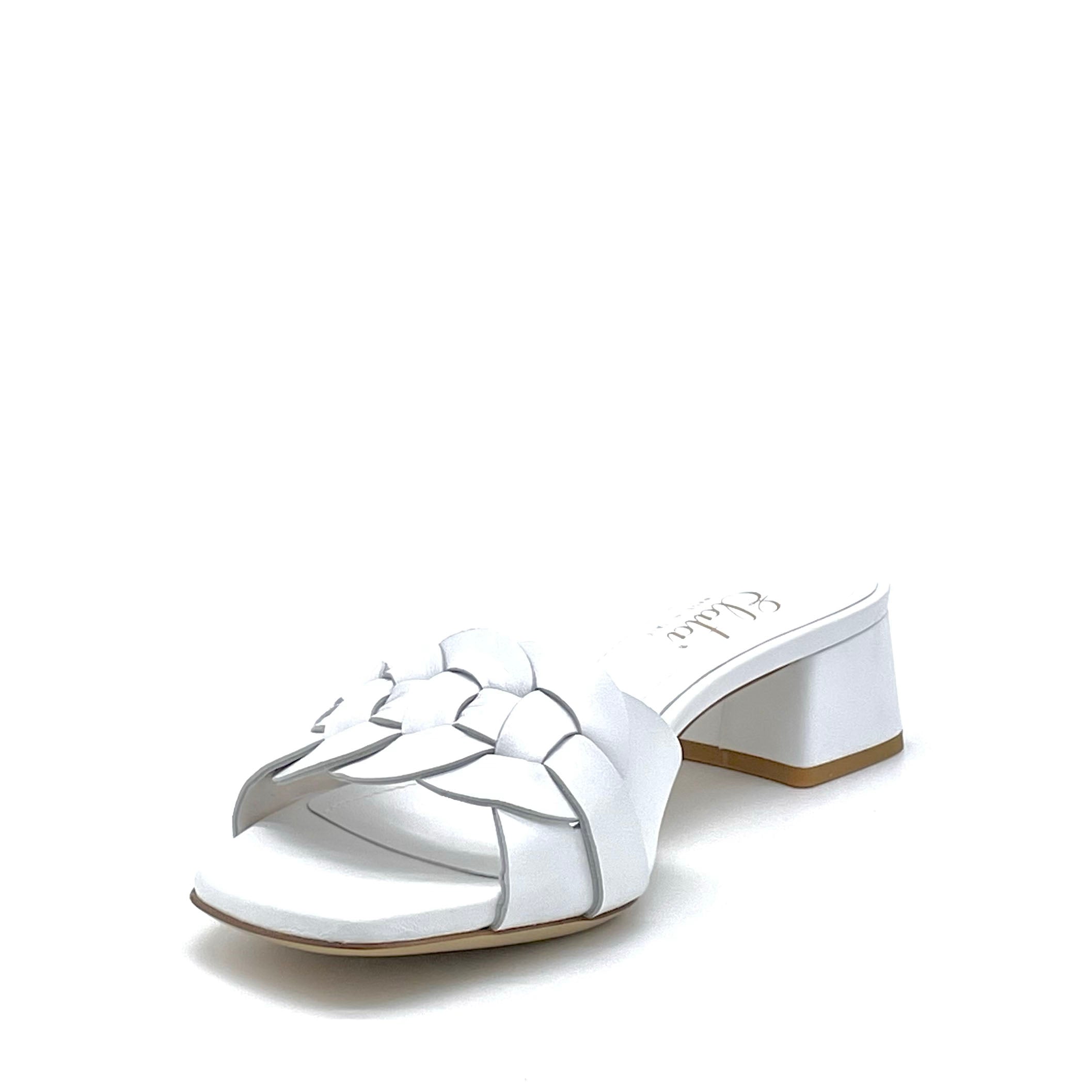 ELATA 12125 mules cuir blanc tressé talon 3,5 cm