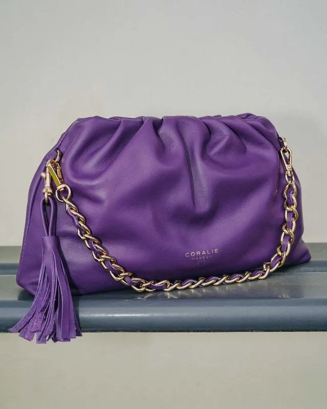 Coralie Masson Lois sac cuir violet 29,5 cm chaîne