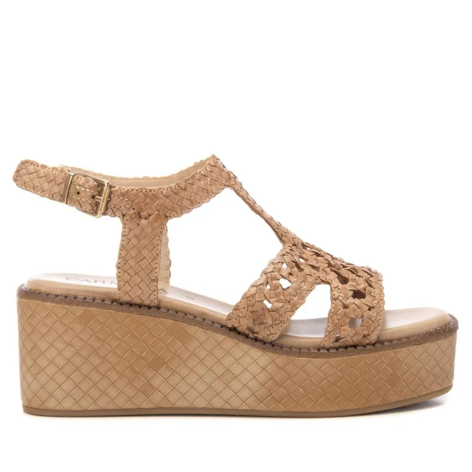 Carmela 16223102 sandale compensée cuir beige talon 6 cm