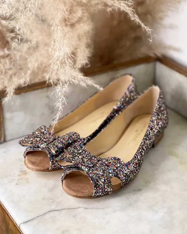 Dessine Moi Un Soulier ballerine ouverte glitter multicolore cuir