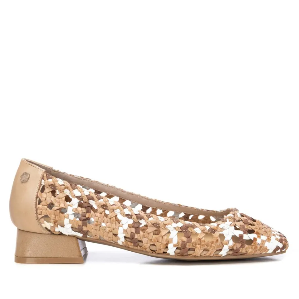 Carmela 16218605 ballerines cuir beige tressé bicolore
