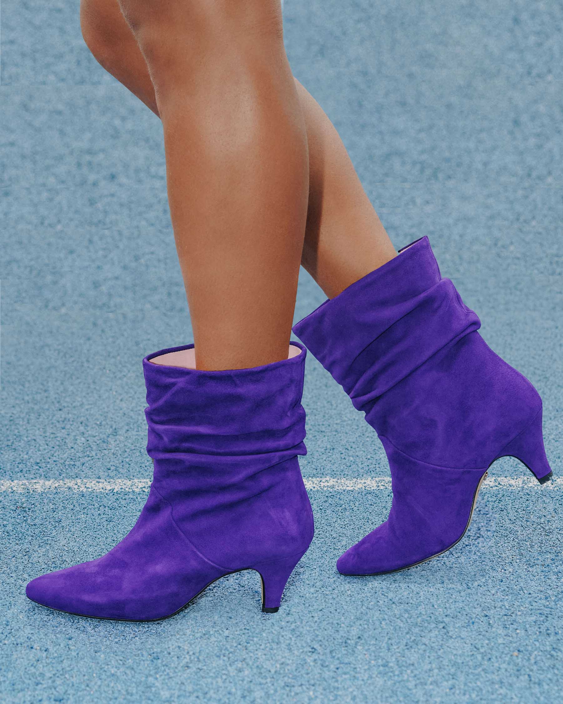 Coralie Masson City bottes cuir violet intense talon 5 cm