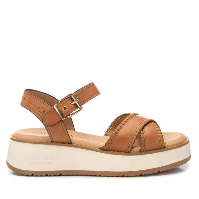 Carmela 16224501 sandale femme camel cuir compensée