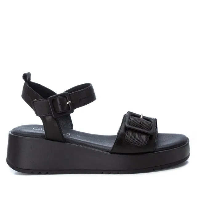 Carmela 16083505 sandales femme noir cuir plat