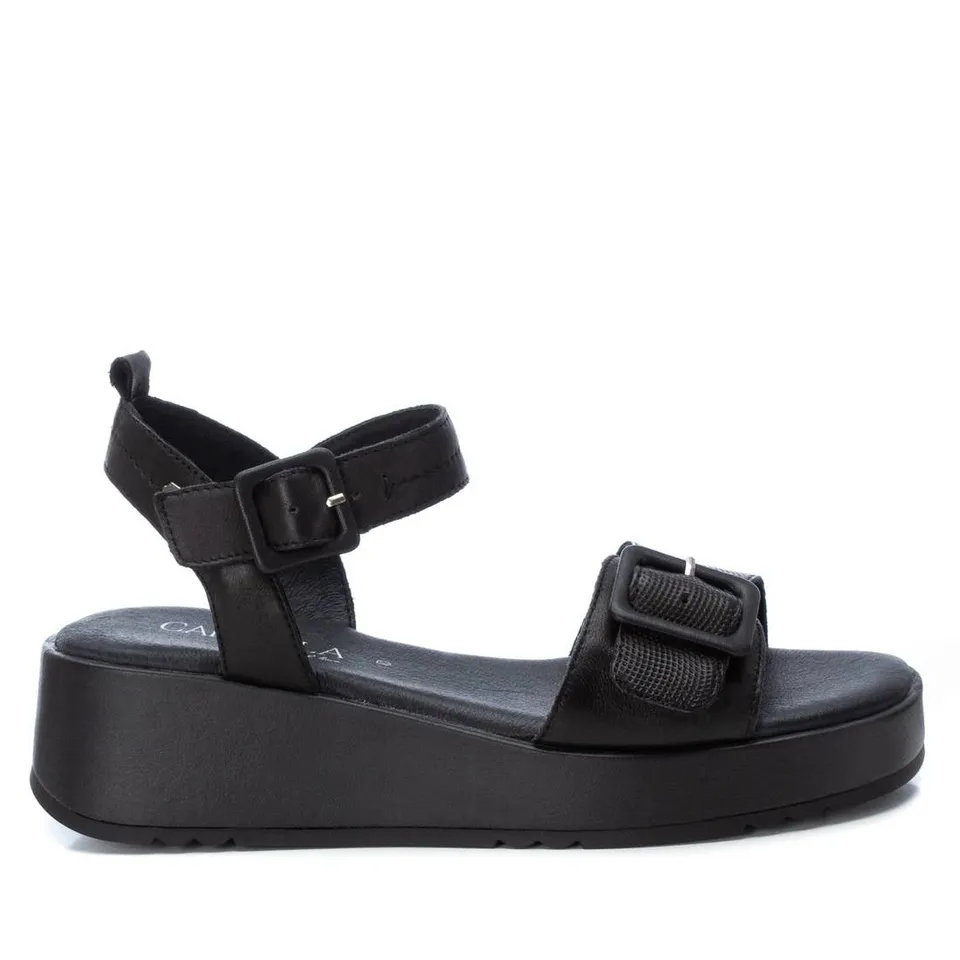 Carmela 16083505 sandales femme noir cuir plat