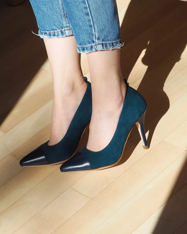 Dessine Moi Un Soulier escarpins bout pointu bleu canard marine